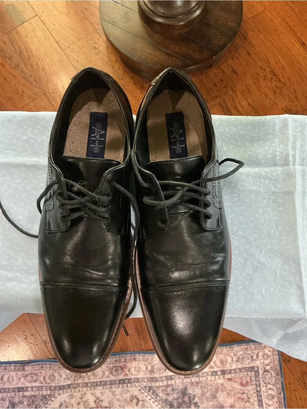 Aldo Black Leather Lace-Up Oxford Shoes